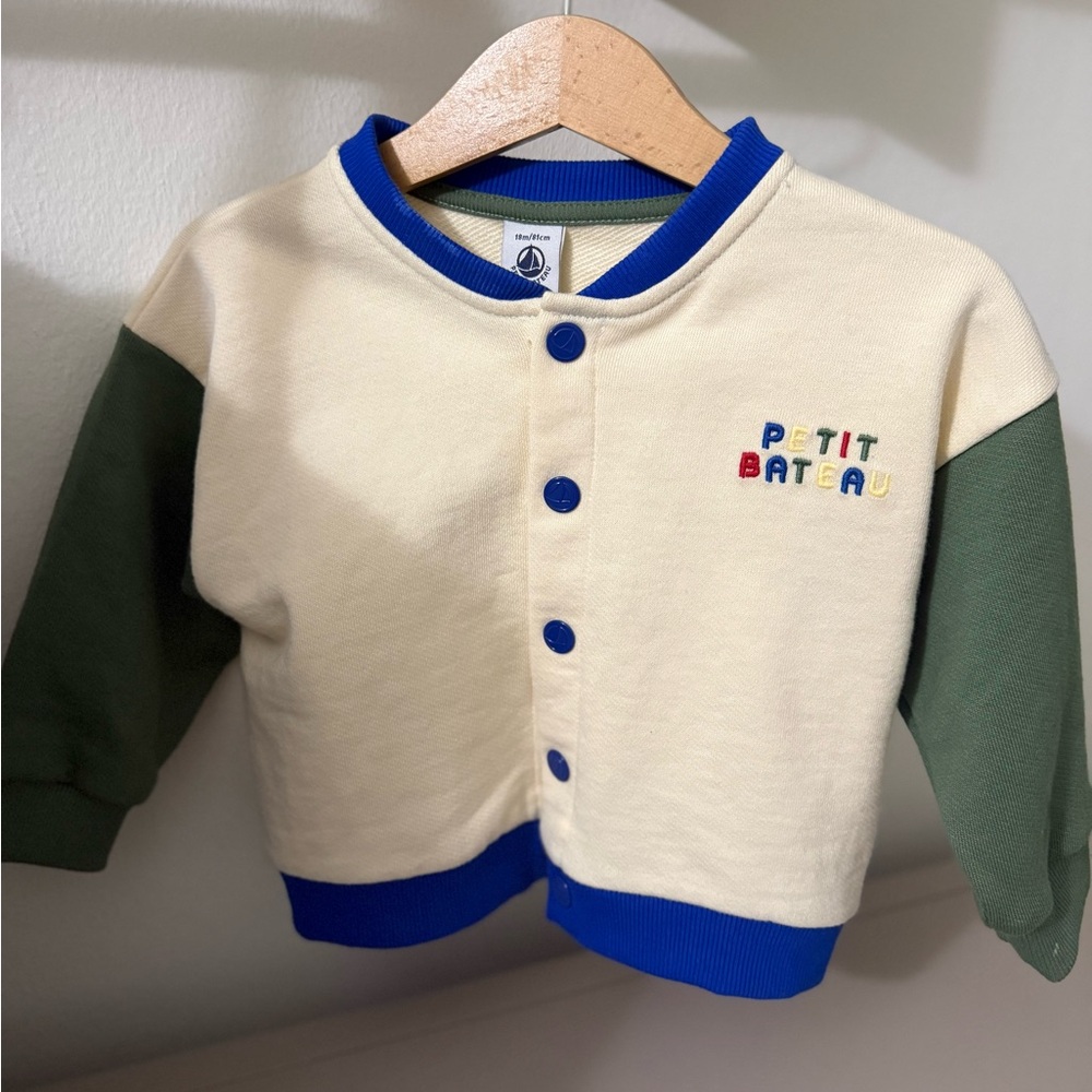 Petit Bateau Cream Jacket with Blue Trim